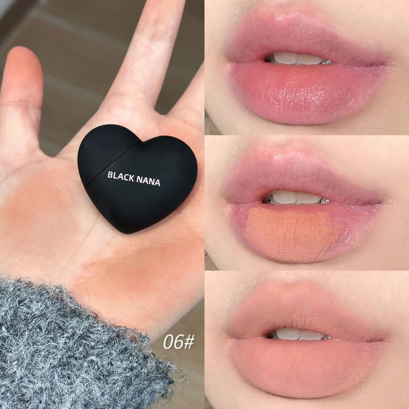 Black Silver Heart Lipstick Velvet Matte Lip Mud Clay Lip Gloss Liquid Lip Tint Cream Pigment Long Lasting Silky Lips Cosmetics 240624