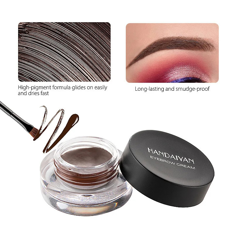 12-color waterproof not easy to fade dizzy waterproof color-dyed eyebrow cream eyebrow powder eyebrow pencil with brush 240625