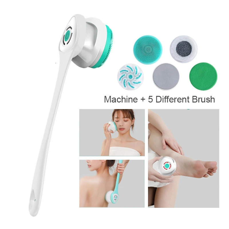Electric Bath Brush Shower Cleaning Body Massage Brush Multifunctional Spinning Spa Brush Waterproof Long Handle Back Rubbing 240624