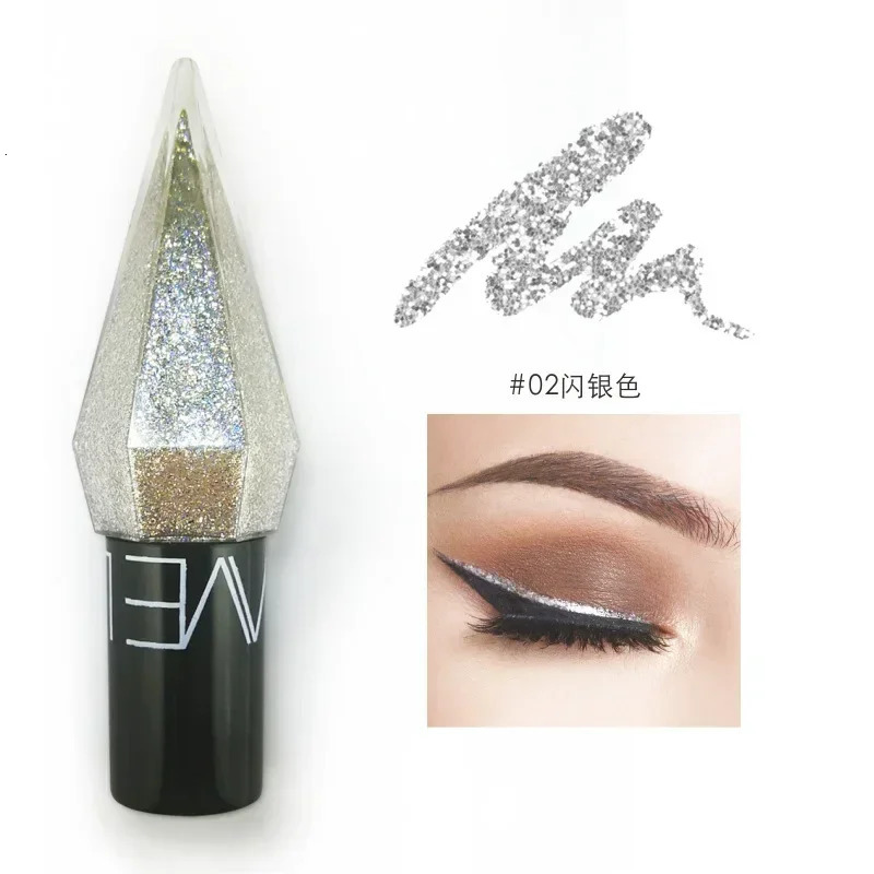 Shiny Silver Eyeliner Eyeshadow Waterproof Diamond Rose Gold Color Glitter Sequins Eyeliner Eye Shadow Makeup Beauty Cosmetics 240624