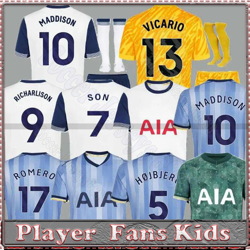 24 25 Spurs KANE SON RICHARLISON Soccer Jerseys SPURS PORRO KULUSEVSKI HOJBJERG Away PERISIC DANJUMA ROMERO Football Kit Shirt BENTANCUR Men Kids 2024 2025