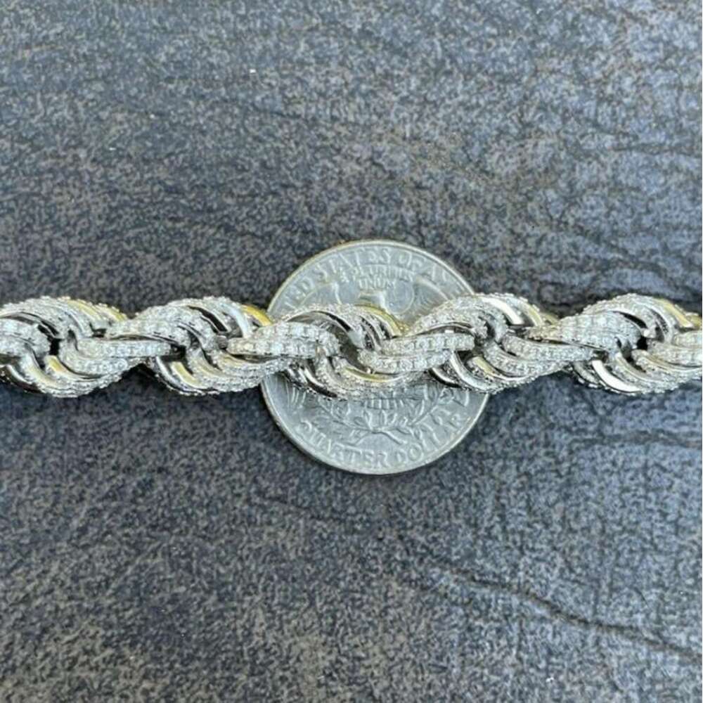 Mens Cuban Style Bracelet Hip Hop 925 Sterling Silver Lab Diamond Cluster Moissanite Cuban Chain Bracelet
