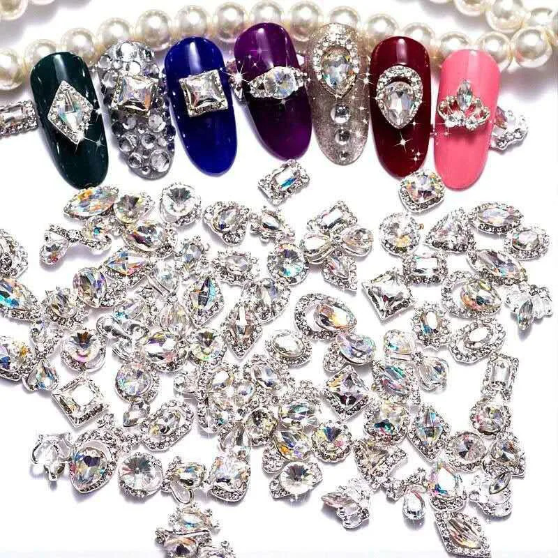 10pcs 3D Crystal AB Color Rhinestones Waterdrop Bowtie Different Shape Glitter Gemstones For Nail Art DIY Crafts Metal Gem Stone 240624