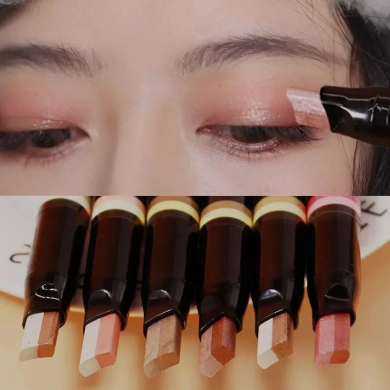 Gradient Shimmer Color Eye Shadow Cream Pen Double Color Eyeshadow Stick Eye Make Up Cosmetic Eyeshadow Stick Korean Makeup Tool 240624