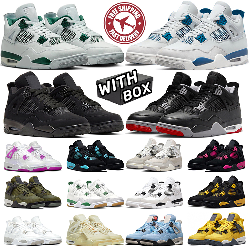 Free Shipping With Box Men 4 Basketball Shoes 4s Women Sneakers Cat Bred Reimagined Blue Thunder Midnight Navy Sail Military Black Cool Grey sports trainers