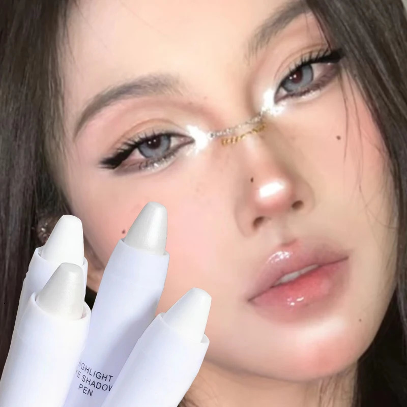 Waterproof Glitter Eye Shadow Highlighter Long Lasting Shimmer Matte White Lying Silkworm Highlighter Stick Korean Makeup 240624