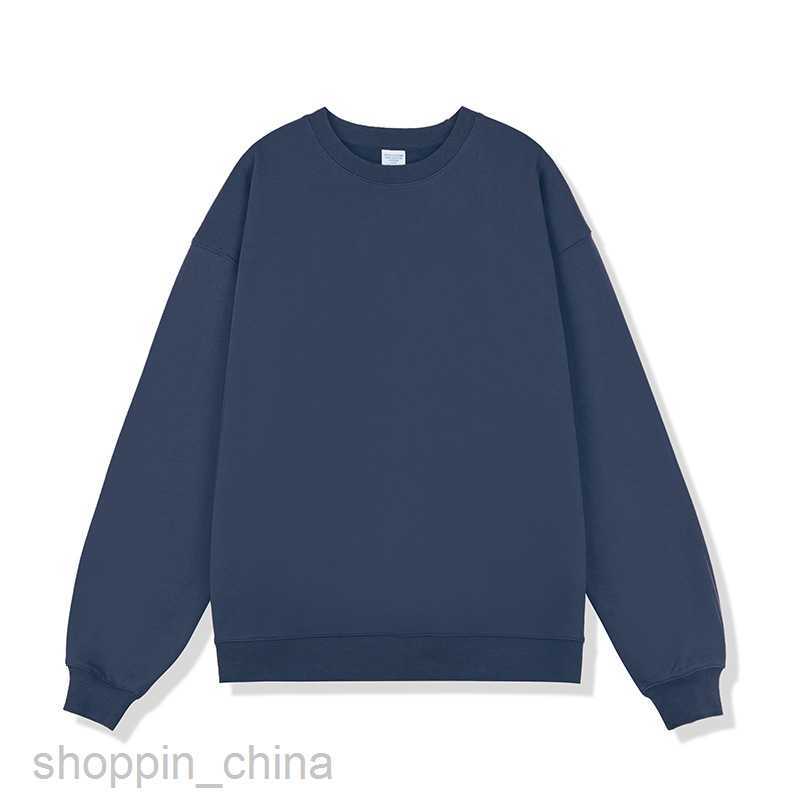 Men's Hoodies Sweatshirts Autumn/Winter New 450G Terry Solid Round Neck Mens Sweater Thickened Fashion Brand Loose