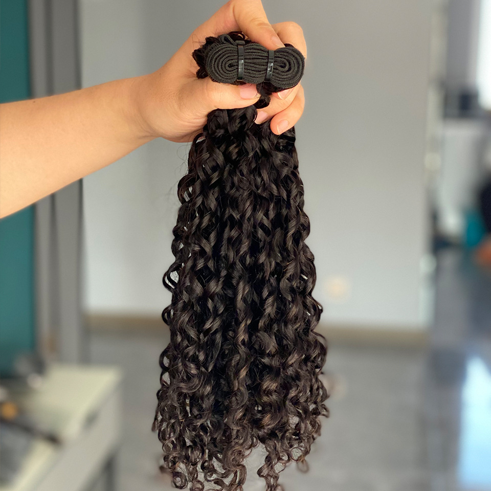 Natural Black Brazilian Double Wefts 100% Human Hair Extensions Deep Wave Kinky One Piece/lot 10-26inch Bundle Curly