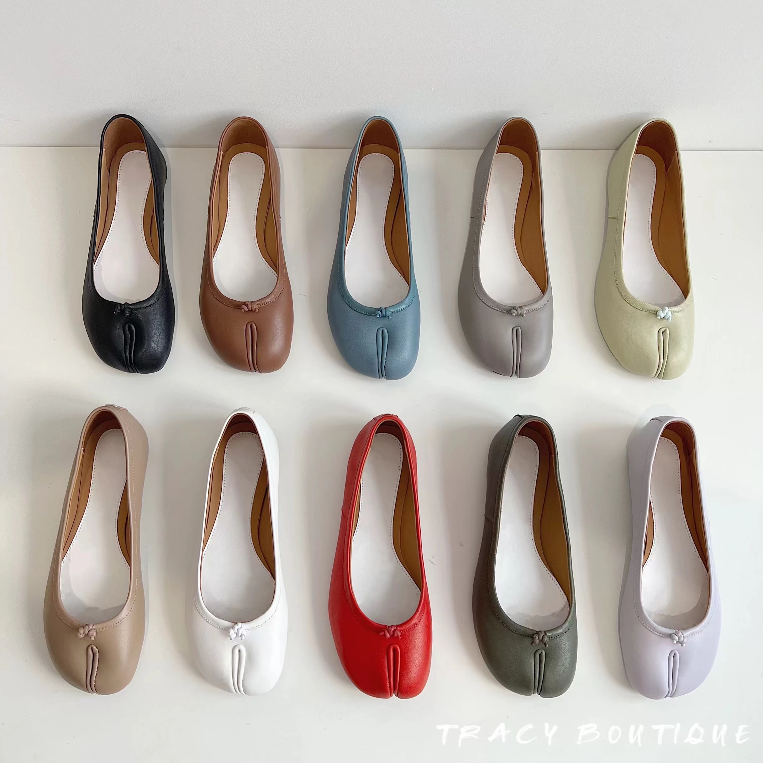 Tabi Ballet high-quality Women Shoes Latest Color Luxury Designer Shoes Classic Casual Flat Ankle Shoes Genuine Leather Factory Shoes 35-41 with Box