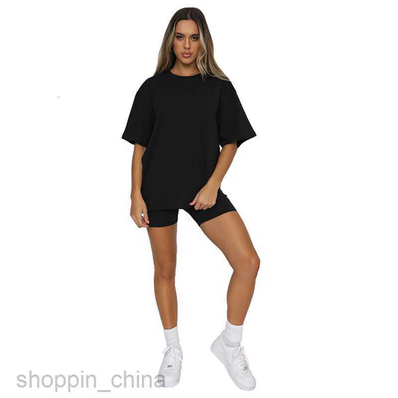 Women's Tracksuits Summer solid color short sleeve round neck Pullover Top urban casual shorts fashion suit new women's products Sets