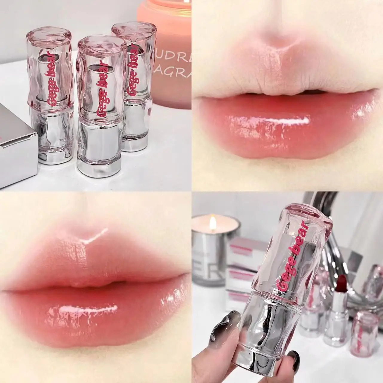 Jelly Solid Lip Gloss Cute Hydrating Mirror Red Brown Lipstick Clear Lips Tint Nature Nude Pink Lip Makeup Cosmetic 240624