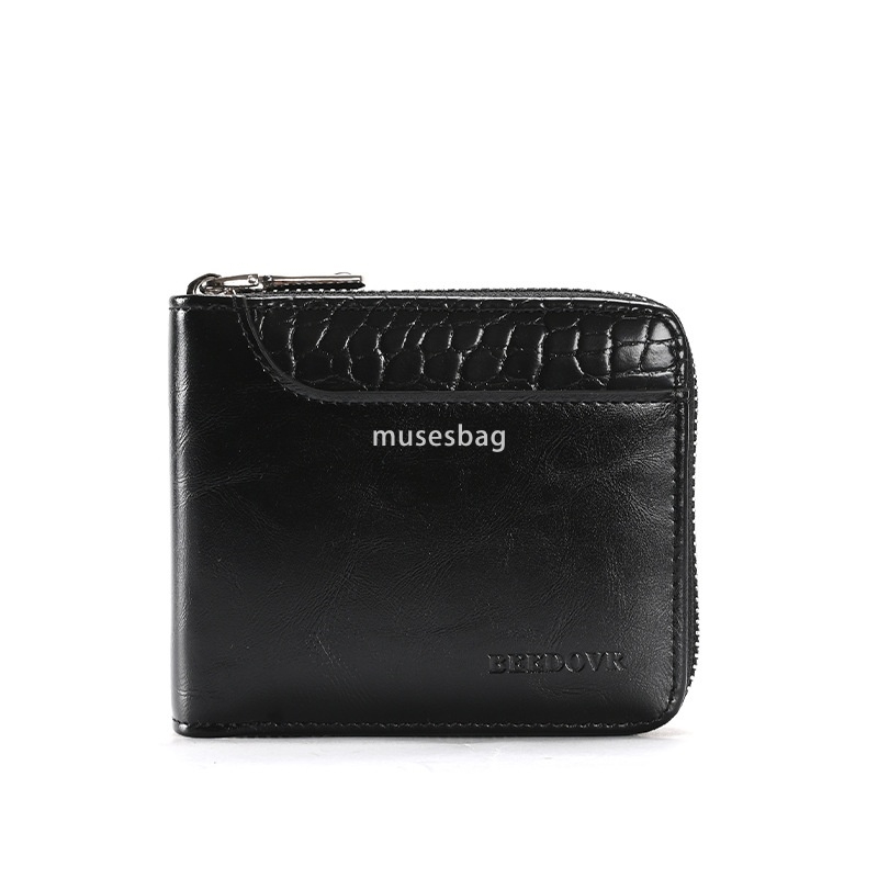 Fashionable men's designer temperament retro wallet horizontal anti-theft brush casual practical multi card slot US dollar short wallet RFID cros