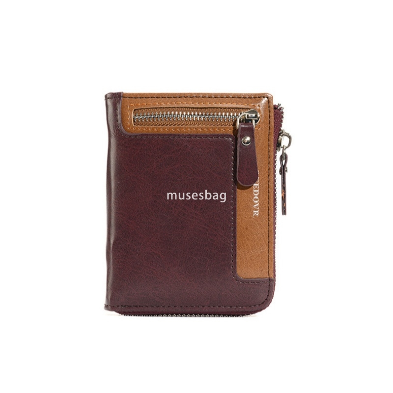 Designer Men's High Quality Classic Retro RFID Anti Theft Brush Wallet Practical Multi functional Short Vertical Zipper Wallet Multi functional Z