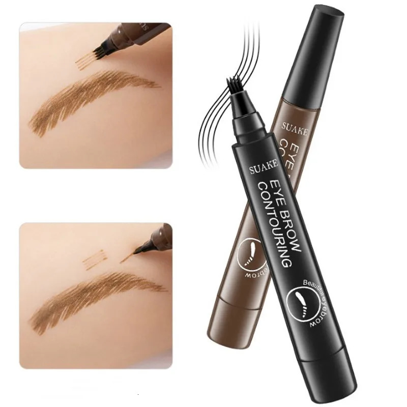 4 Point Eyebrow Pencil Waterproof Liquid Eyebrow Pen Makeup Long Lasting 4 Fork Tip Brow Pen Cosmetic Microblade Brow Pencil o240625