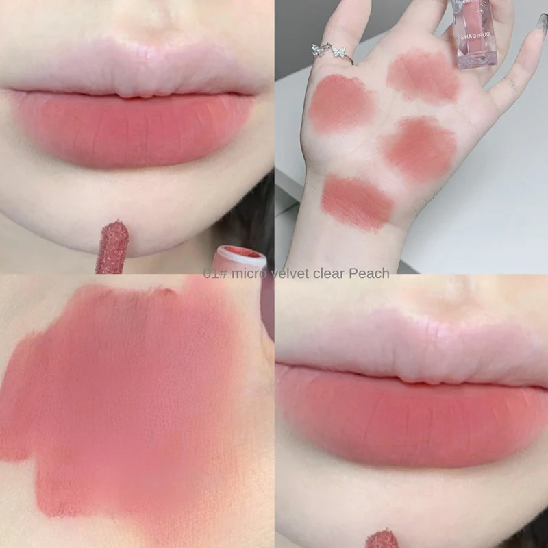 Milk Tube Peach Lip Gloss 6 Colors Nude Matte Lipstick Waterproof Long Lasting Women Red Lip Tint Mud Velvet Lip Glaze Cosmetics 240624