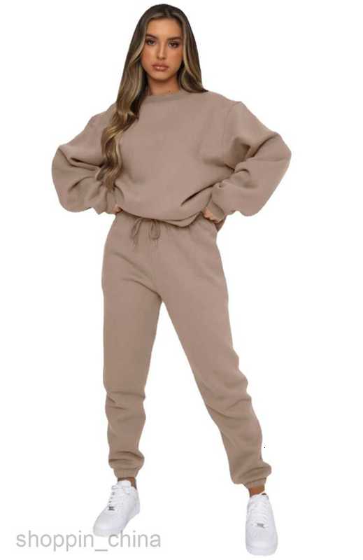 Women's Tracksuits Autumn and winter solid color round neck Pullover trousers women's fashion leisure long sleeve sweater set new products S