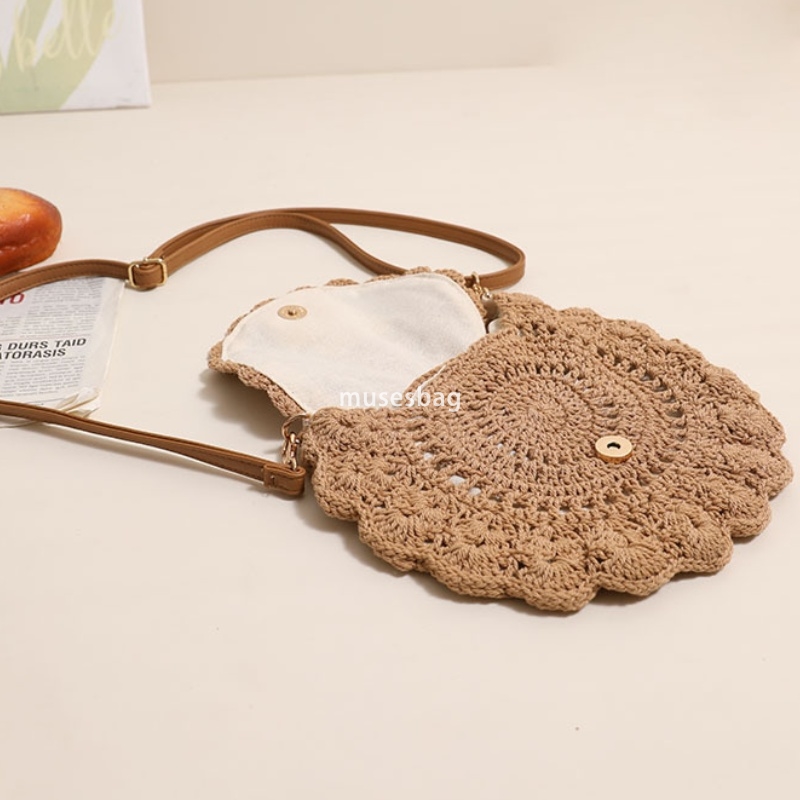 Designer Women's High Quality Classic Practical Lace Multi functional Crossbody Cotton Thread Woven Bag Hollow Out One Shoulder Vacation Beach Ba