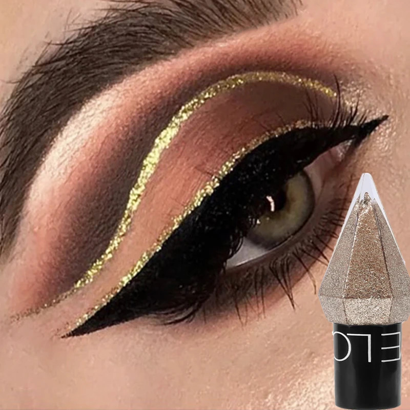 Pearlescent Diamond Silver Liquid Eyeshadow Eyeliner Stick Waterproof Glitter Sequins Rose Gold White Eyeliner Pen Korean Makeup 240624