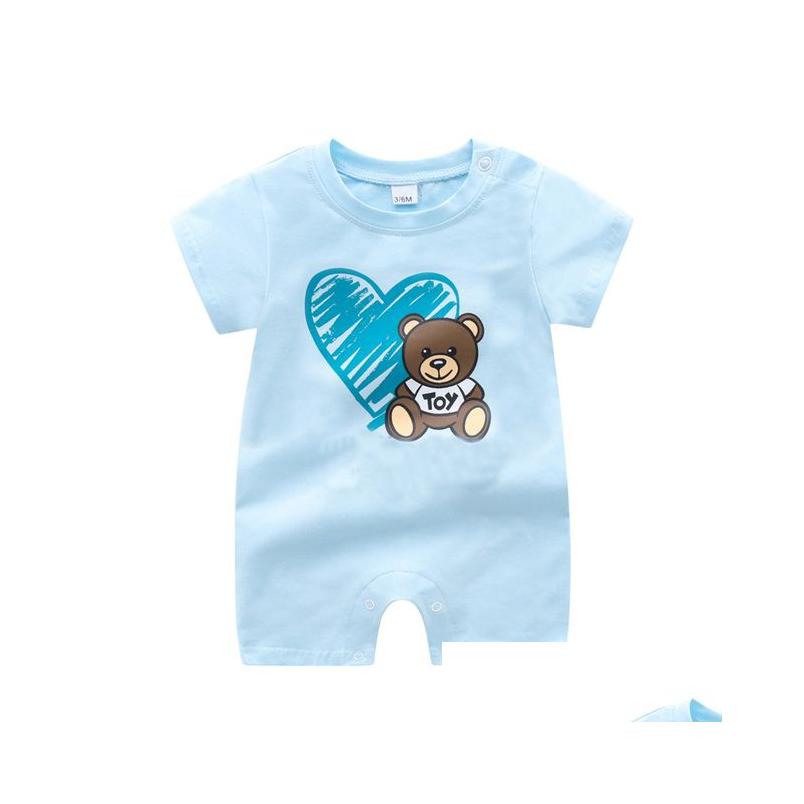 Rompers Toddler Baby Girl Boy Clothes Pajamas Cartoon Cotton Short Sleeve Infant Jumpsuit Bodysuit For Newborn Drop Delivery Kids Mate Dhp4G