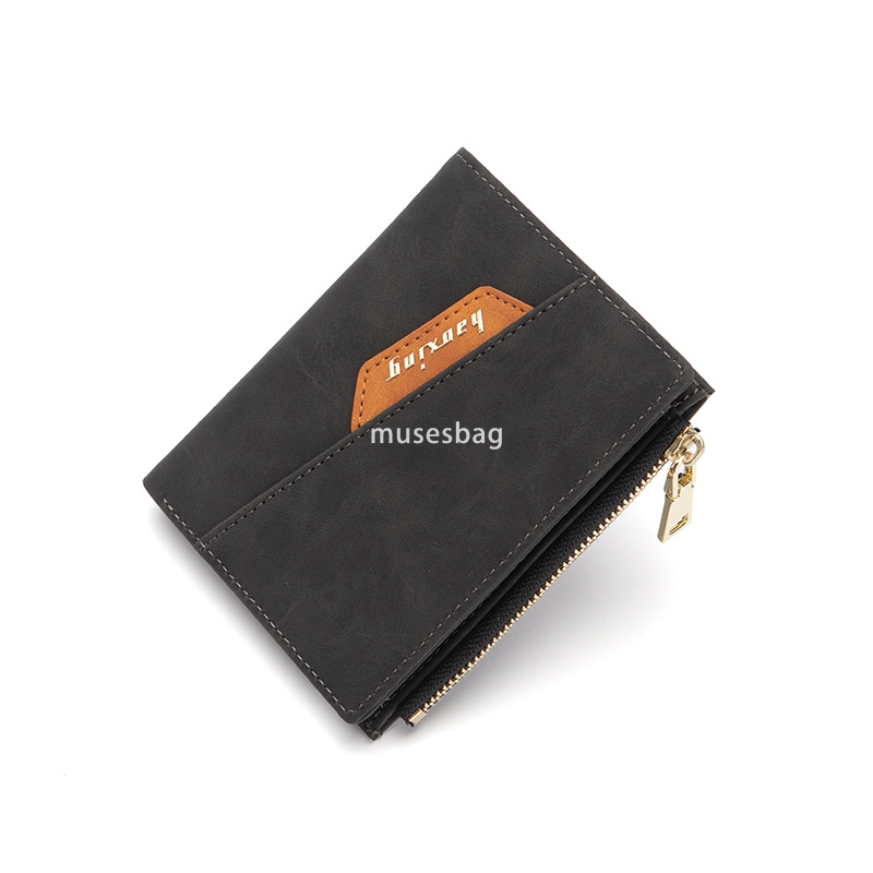 Fashionable men's designer classic PU wallet European and American retro multifunctional stitching short style multi card clip vertical style zer