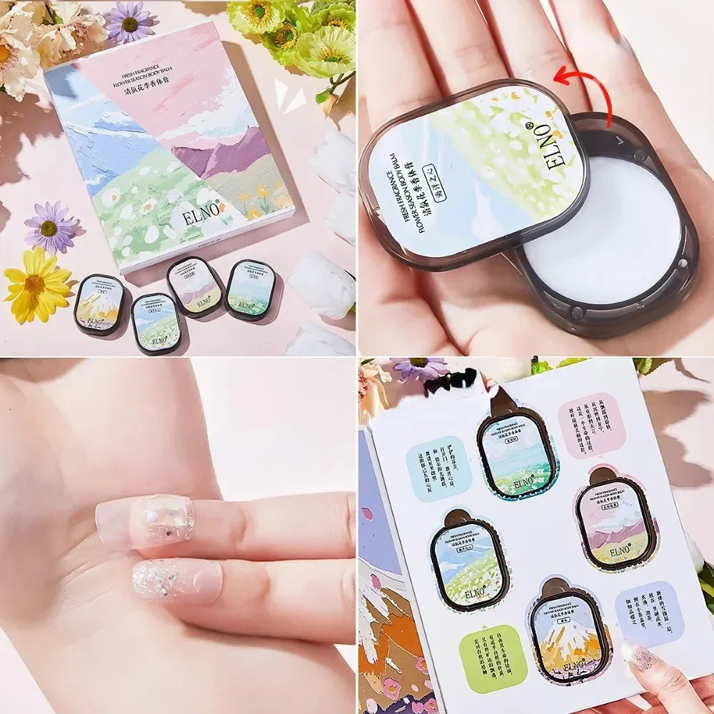 Romantic Flower Solid Perfume Balm Box Set Portable Solid Perfume Long Lasting Body Fragrance for Men Women Pink Amber 3/4Pc/Box 240624