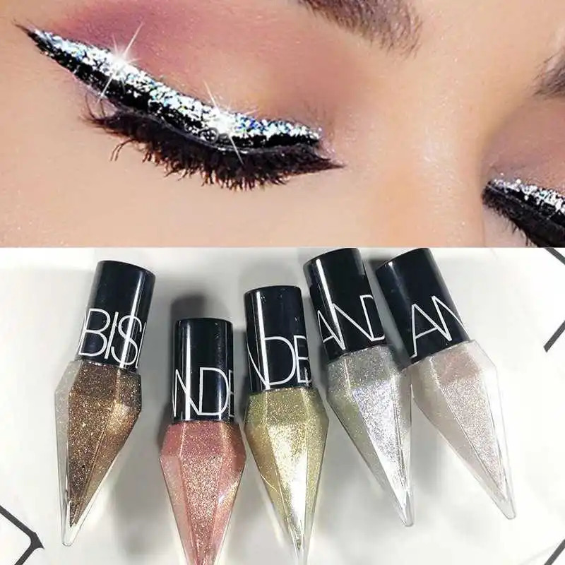 Eye Shadow Pearlescent Diamond Eye Shadow Liquid 5-color Sequins MakeUp Smooth Mini Fine Brush Eyeliner Shine And Head 240624