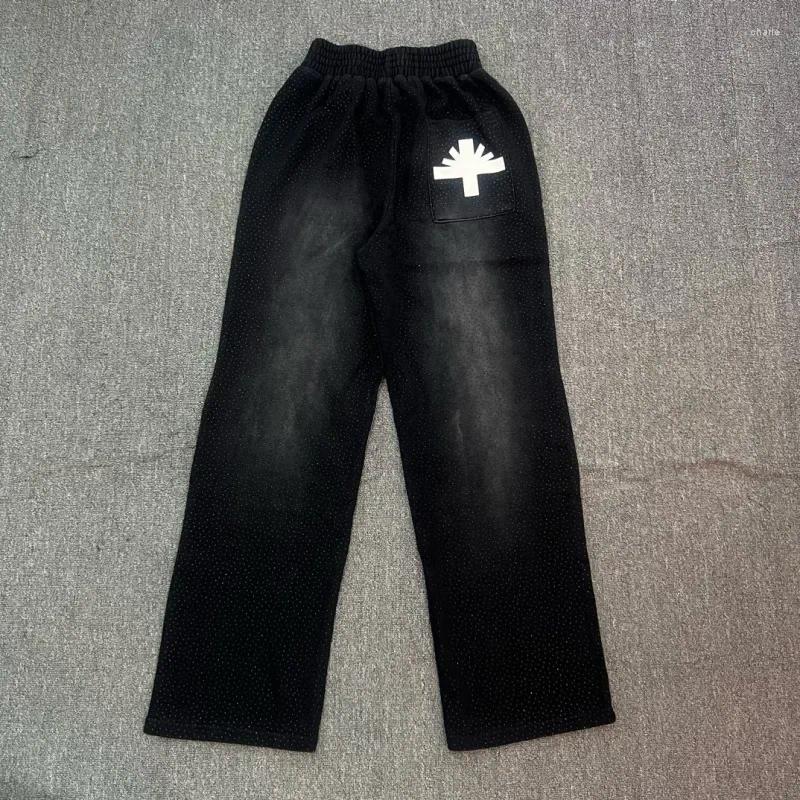 Mens Pants Fasion Tie-dyed Diamonds Vertabrae Sweatpants Men Women Black Jogger Sweat Terry Trousers