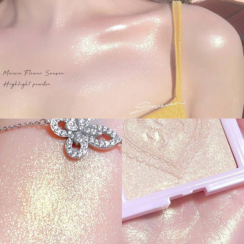 Fairy Pink Highlighters Fine Flash Party Supernatural White Contour Highlighter Palette Monochrome Highlights Powder Cosmetics 240624