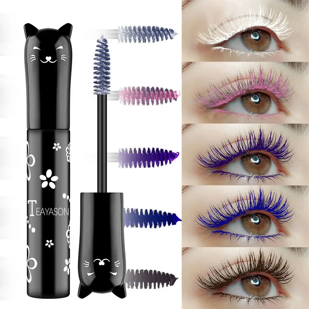 6 Color Waterproof Fast Drycara Mascara Curls Extension Non-smudge Mascara Blue Pink Purple Black White Coffee Ink Mascara 240625