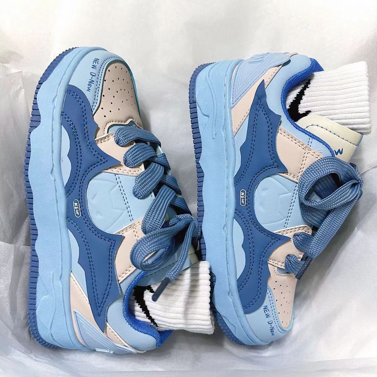Men Women Shoes Bat Mandarin Duck Shoes Hip Hop Casual Shoes Thick Sole Shoes Blue Free shipping