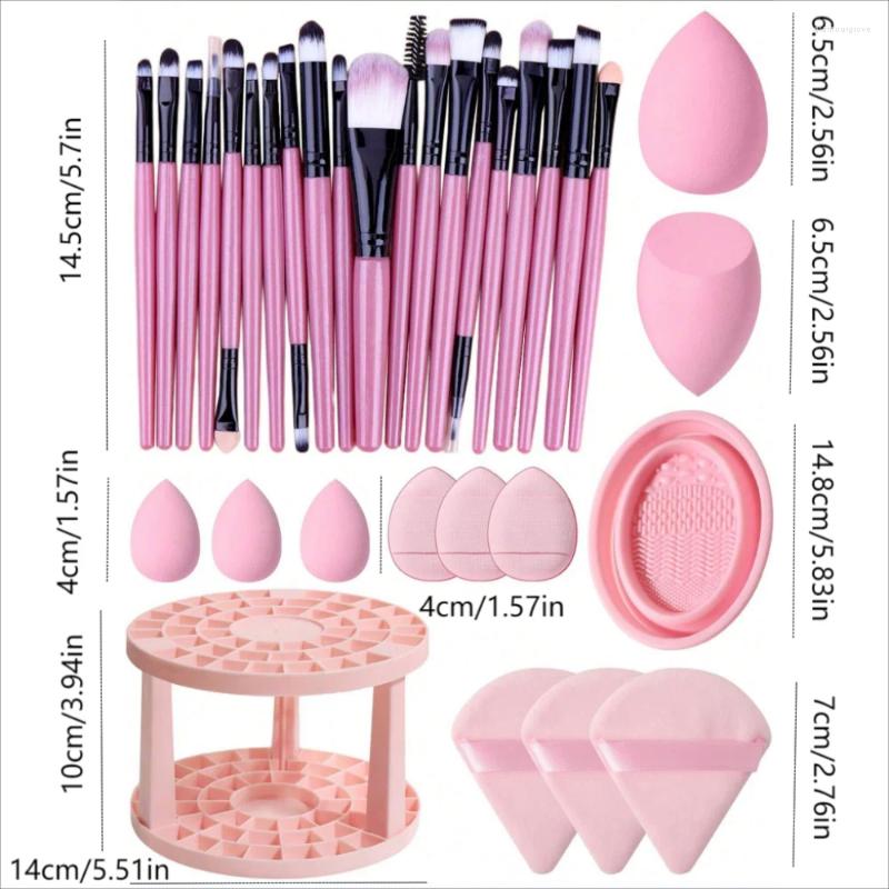 Makeup Brushes 33pcs Brush Set With Storage And Drying Rack Cleaning Tray Facial Tool Set.