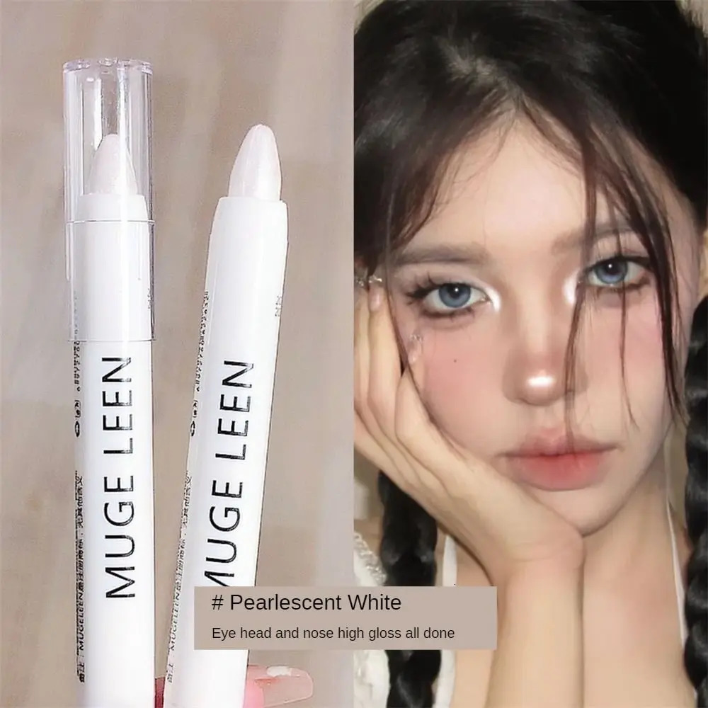 White Silver Glitter Highlighter Pen Pearlescent Lying Silkworm Pencil Long-lasting Waterproof Eyes Stick Eye Makeup 240624