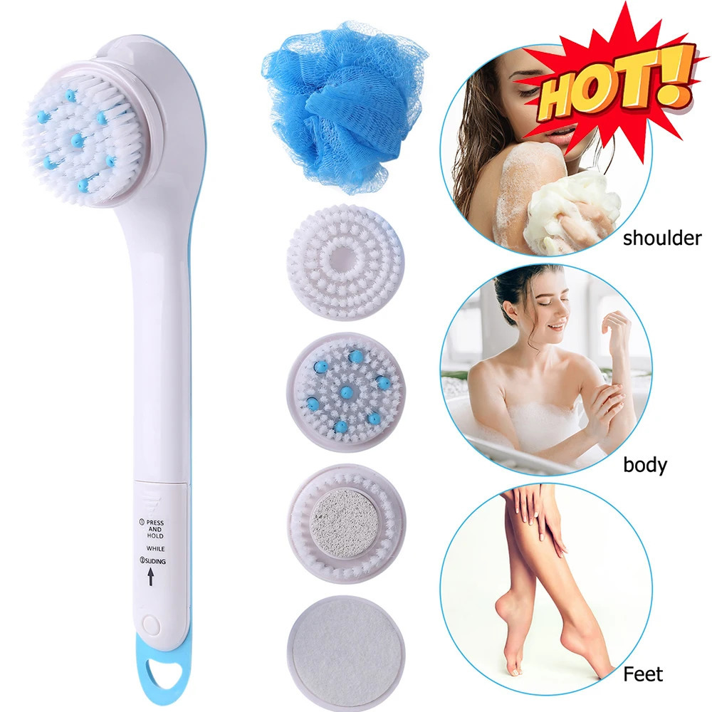 Electric Bath Brush Five Brushes in One Brush Face Wash Brush Full Body Wash Brush Soft Massage Brush Waterproof Scrubbing Brush 240624