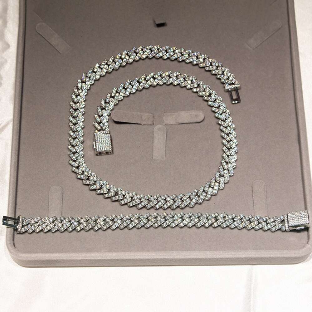 Personal Custom Hip Hop Jewelry Sterg Sier 10mm Iced Out Vvs Cuban k Moissanite Chain Necklace for Men