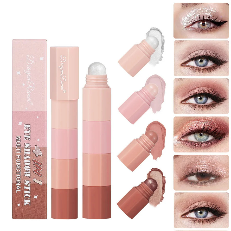 Lazy Man Eye Shadow Pen Waterproof non-blooming High-gloss Silkworm Sleeping Pen Pearlescent Four-section Eye Shadow Stick suit 240624