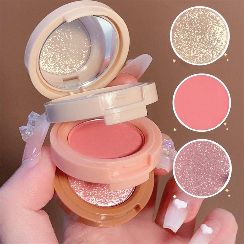 3 In 1 Highlighter Powder Palette Contour Bronzer Glitter Face Long-Lasting Shimmer Eyeshadow Cosmetic Korean Pearl Makeup D6R8 240624