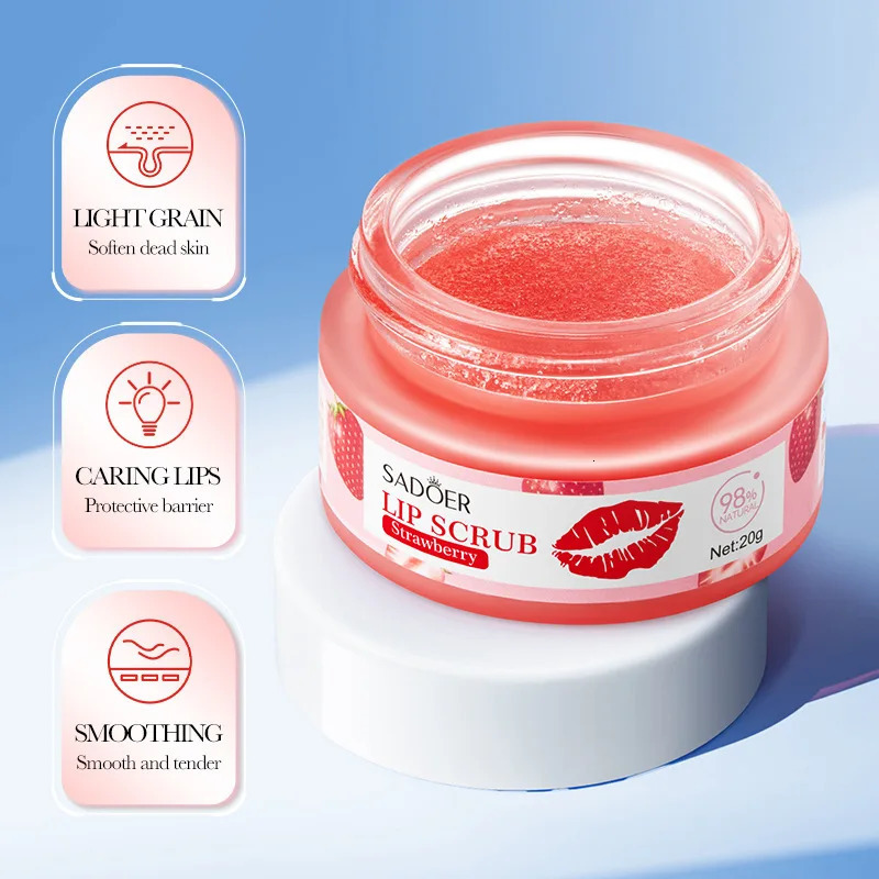 SADOER Fruit Lip Scrub Cream Lips Plumper Hydrating Nourishing Avocado Orange Strawberry Lip Mask Lipstick 240624