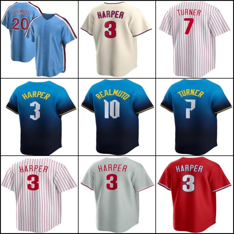 3 Baseball Jersey Bryce 7 Trea Turner Harpe Nick Castellanos J.T. Realmuto Kyle Schwarber Matt Strahm Hoskins Aaron Nola Alec Bohm Vierling MENs
