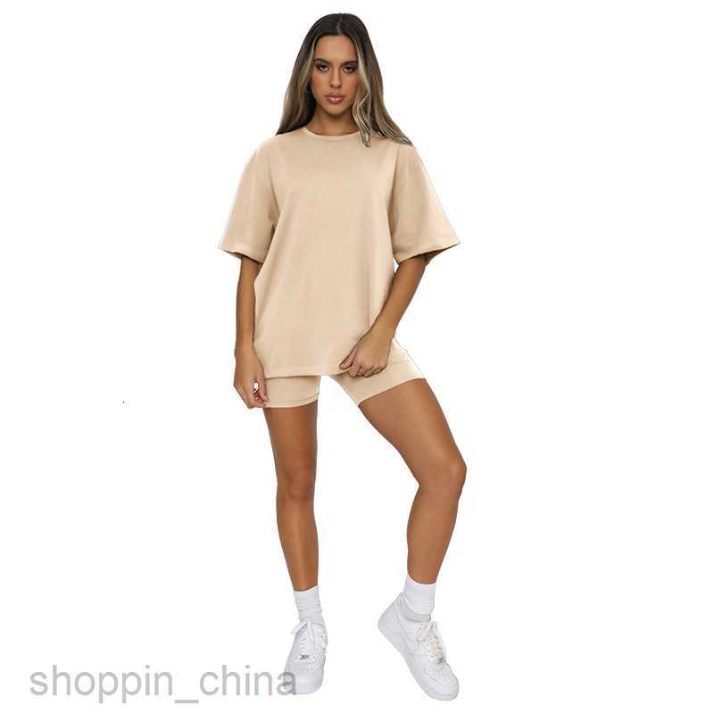 Women's Tracksuits Summer solid color short sleeve round neck Pullover Top urban casual shorts fashion suit new women's products Sets