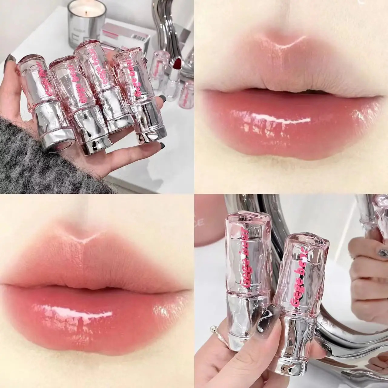 Jelly Solid Lip Gloss Cute Hydrating Mirror Red Brown Lipstick Clear Lips Tint Nature Nude Pink Lip Makeup Cosmetic 240624