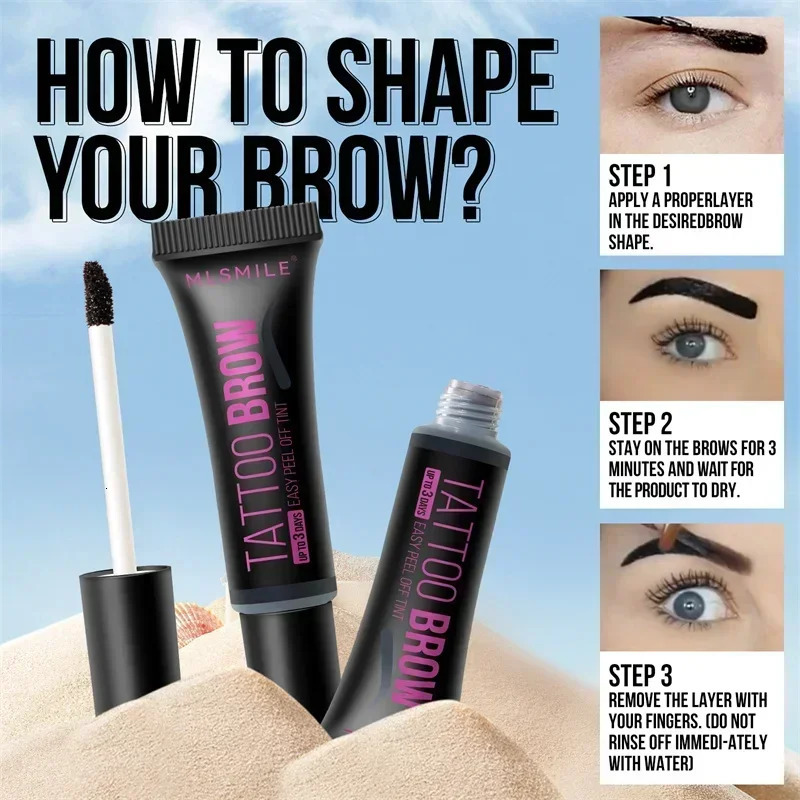 Tearing Eyebrow Gel Makeup Semi-anent Waterproof Long Lasting Tattoo Tint Sweatproof Peel Off Dye Eyebrow Cream Cosmetic 240624