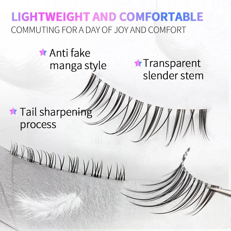 Manga Lashes 5 Pairs Anime Cosplay Faux Mink Korean Natural short Full Strip Clear Band Soft Eyelashes Extension 240624