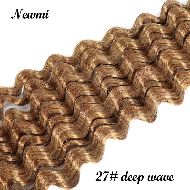 30# Deep Wave Bulk Human Braiding Hair For Boho /Bohemian Braids Water No Weft Put Curls In Brown Color 27#