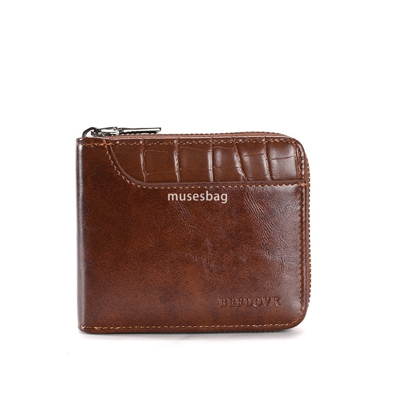 Fashionable men's designer temperament retro wallet horizontal anti-theft brush casual practical multi card slot US dollar short wallet RFID cros