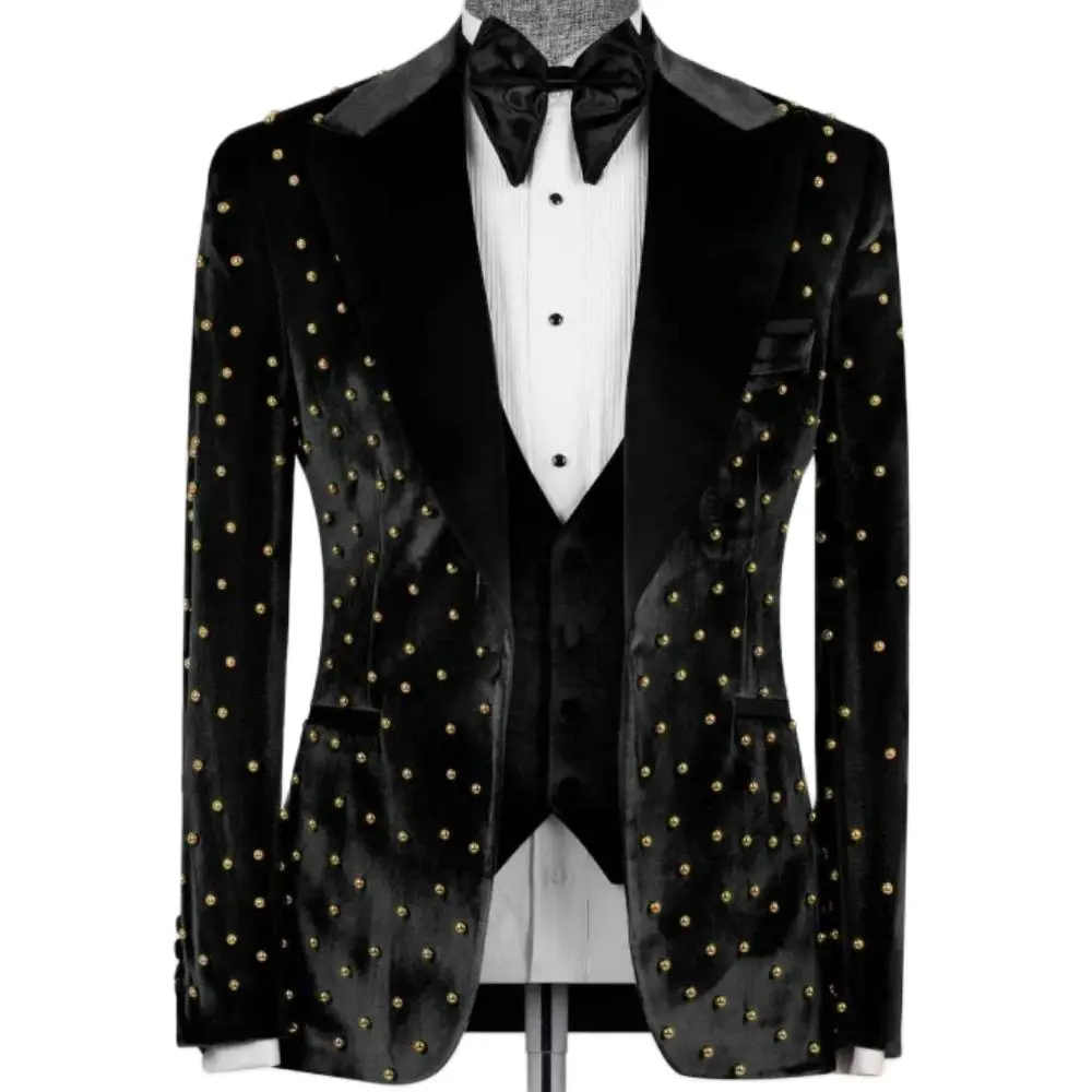 Fashion Mens Blazer Jackets Work Coats For Men Peaked Lapel Party Wedding Suits Blazers Designer Beaded Pearls Single Row Buckle High Quality Cheap Pr