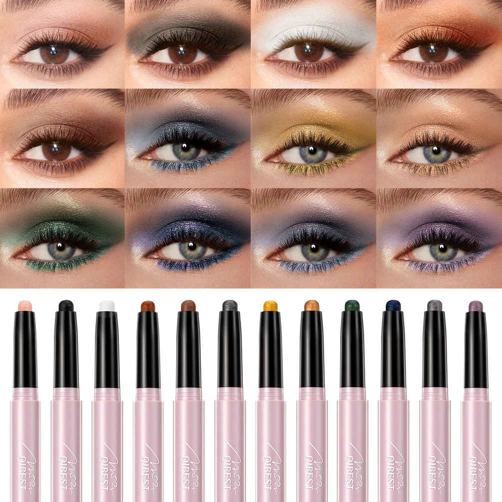 Waterproof Pearlescent Eyeshadow Pencil Stick 12 Colors Lasting Glitter Shimmer Eye Shadow Pen Eyeliner Stick Eyes Makeup Tools 240624