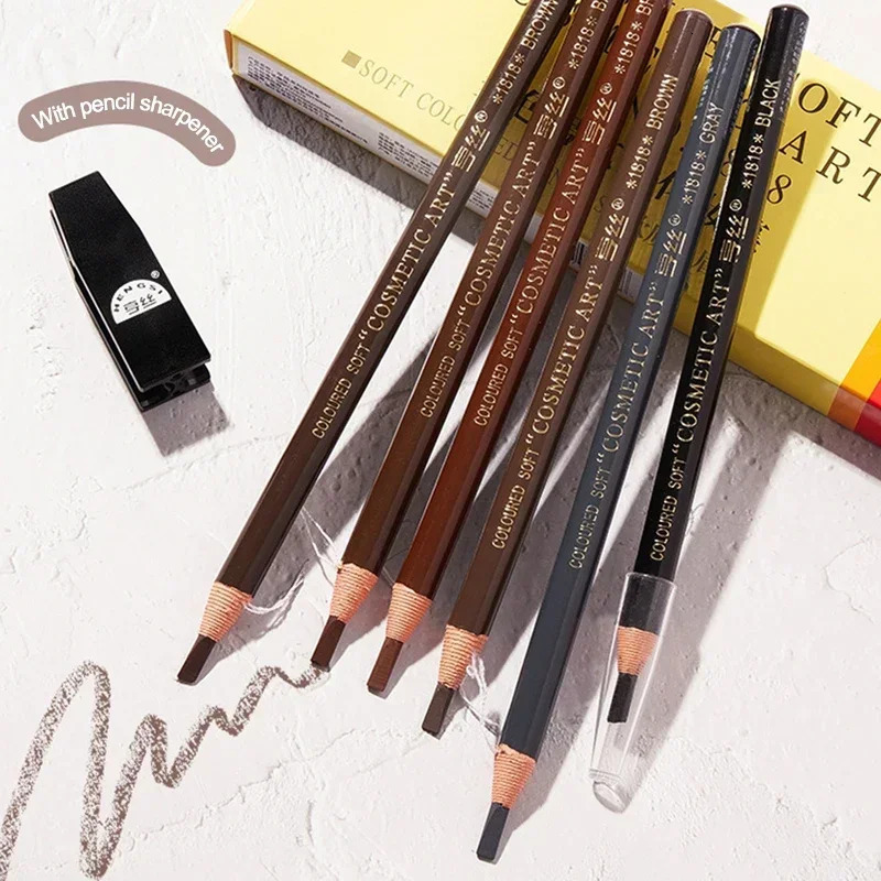 6 Colors Option Eyebrow Pencil Waterproof and Non-smudge Genuine Wood Hard Core Wholesale Wood Eyebrow Pencil Eyebrow Pen Golden 240625