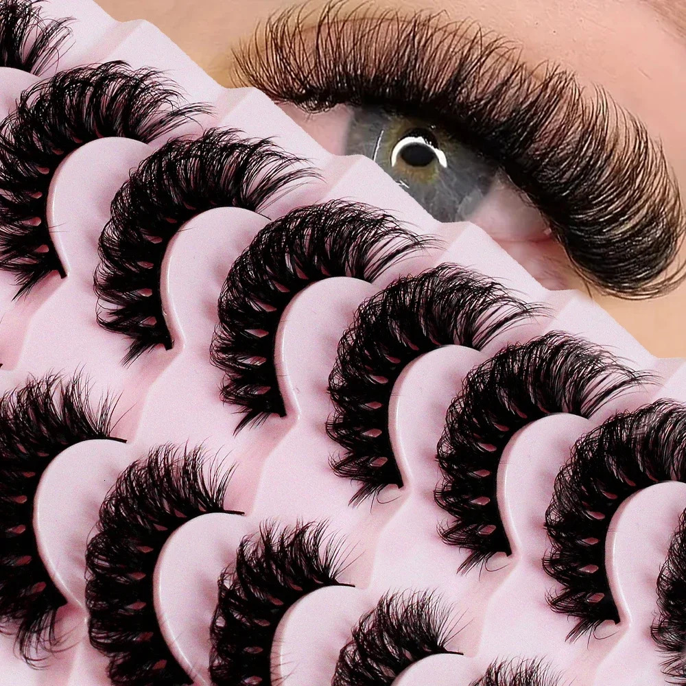 7 Pairs False Eyelashes Wispy Lashes Natural Look Fake Eyelashes Cat Eye Lashes Faux Mink Fluffy Strip False Lashes Pack 240625
