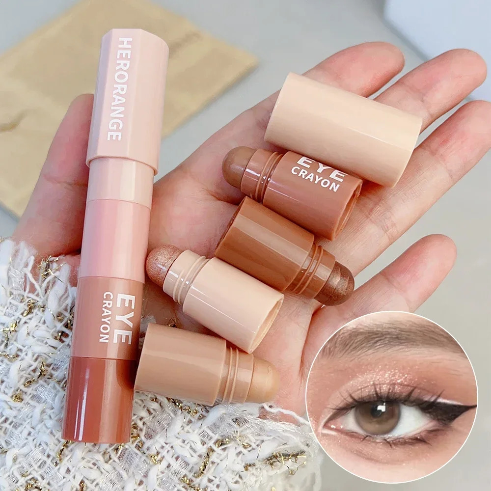 4 In 1 Pearlescent Highlighter Eyeshadow Stick Makeup Waterproof Lasting Glitter Eye Shadow Eyeliner Stick Eyes Makeup Cosmetics 240624