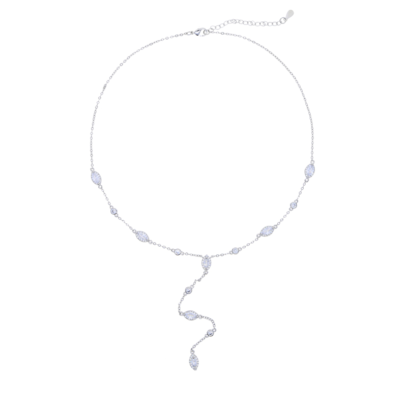 Sparking Bling 5A Cubic Zirconia CZ Marquise Eye Shaped Charm Long Y Lariat Sexy Women Chain Necklace